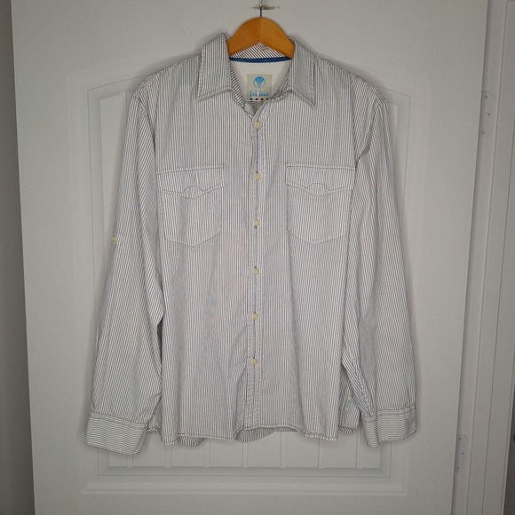 Fat Face Shirt Mens XL Striped Button Front Pockets Long Sleeve - Picture 1 of 6